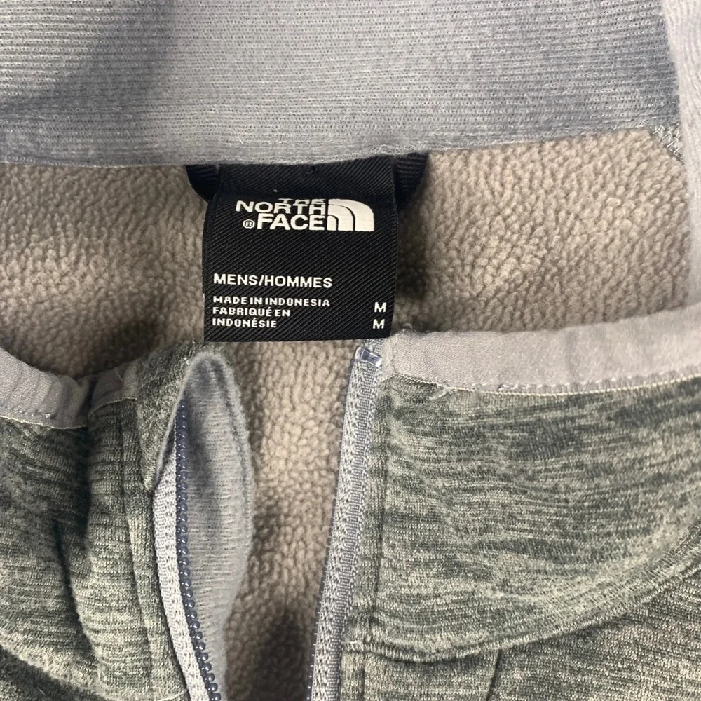 The North Face Fleece Jacket Mens M Grey Full Zip Heathered Mock Neck Activewear
